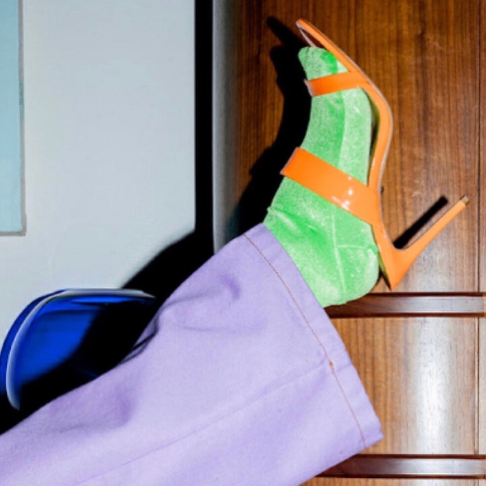 Darner Glitter Neon Velvet Socks